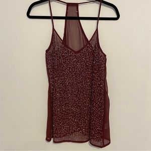 Burgundy/Wine Sheer Beaded Top